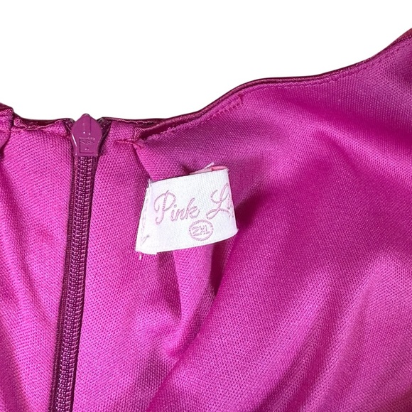 Womens Pink Lily Metallic Pink Ruched Mini Dress Long Sleeve Polyester 2XL - Picture 2 of 5